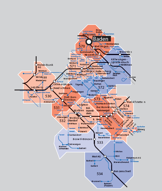 Zonenplan, innerhalb welchem mit dem Festbändel Gratisfahrt zum und vom Leuefäscht möglich ist.