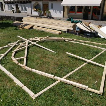 Foto des Gerippe der Löwenskulptur Foto des Gerippe der Löwenskulptur
